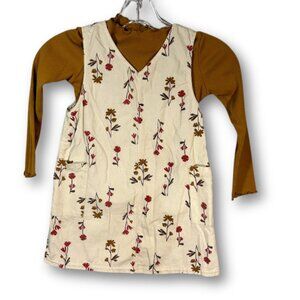 5t Girls CARTER'S 2pc Corduroy Jumper Dress and Top Fall Autumn Floral w Pockets